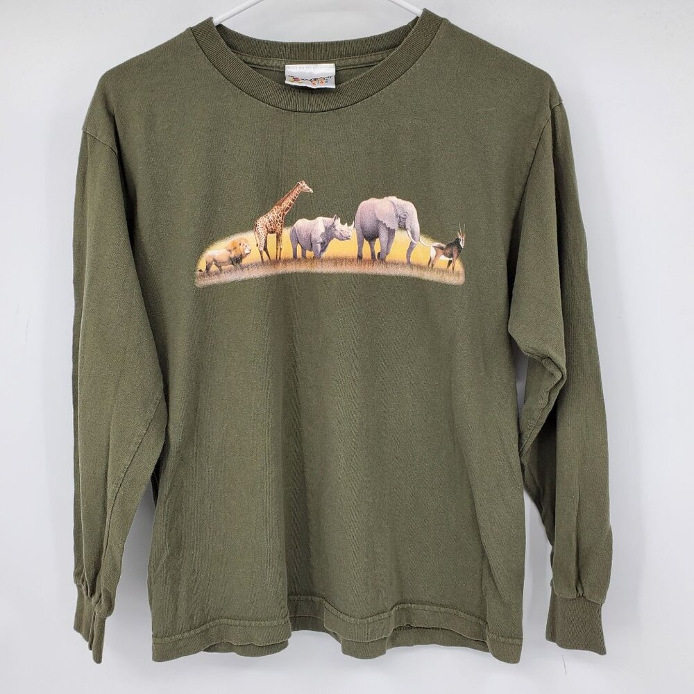 Vintage Walt Disney World Kids Animal Kingdom Kilimanjaro Safaris Long Sleeve Sh